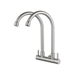 Double Spout Wall Sink Tap-Satin