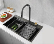 Waterfall Pillar Sink Mixer - Grey