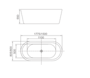 Free Standing Bathtub c/w Waste - White