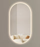 Oval LED Mirror c/w Anti-Fog,Touch Sensor, Dimming & Time Display - Warm White