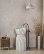 Polystone Free Standing Wash Basin - Cream White