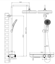 Exposed Shower Bar Set - Matt Black