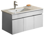 Triple Door White S/Steel Basin Cabinet