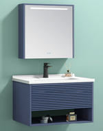 Main Basin Cabinet c/w Mirror, Glass Shelf and Rack