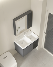 Main Basin Cabinet c/w Mirror, Glass Shelf and Rack