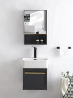 Main Basin Cabinet c/w Mirror, Glass Shelf and Rack