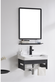 Main Basin Cabinet c/w Mirror, Glass Shelf and Rack