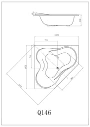 Built-In Corner Massage Bath Tub - White