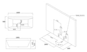 Massage Bathtub with Black Tap, Jet and Waste - White