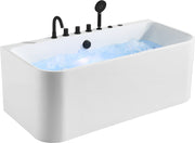 Massage Bathtub with Black Tap, Jet and Waste - White