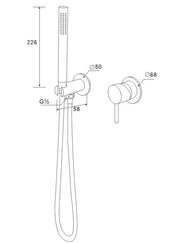 Hand Shower Set c/w Stopcock Set - Matt Gold