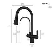 Pillar Sink Mixer c/w Filter Tap - Black Matt